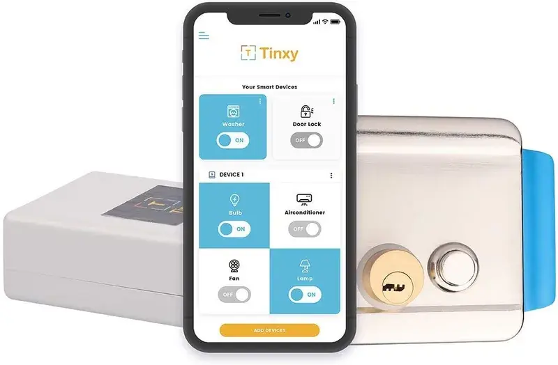 Tinxy Door Lock with WiFi Controller & Door Sensor (White) — view 1