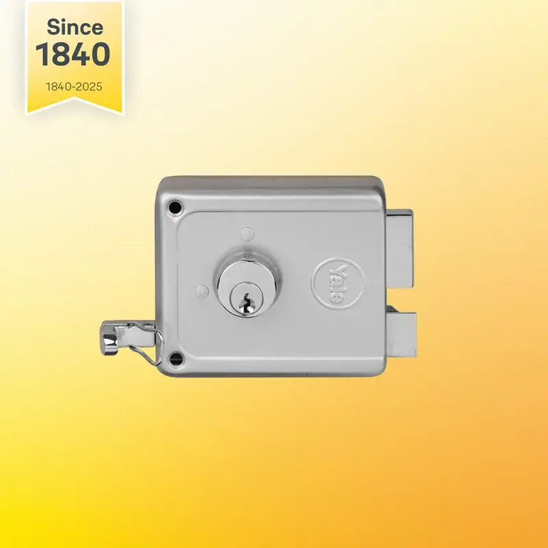 YALE RIM LOCK R300- LATCH AND DEADBOLT, BOTHSIDE REGULAR KEY (SILVER) 3 Keys| Main Door Lock — view 1