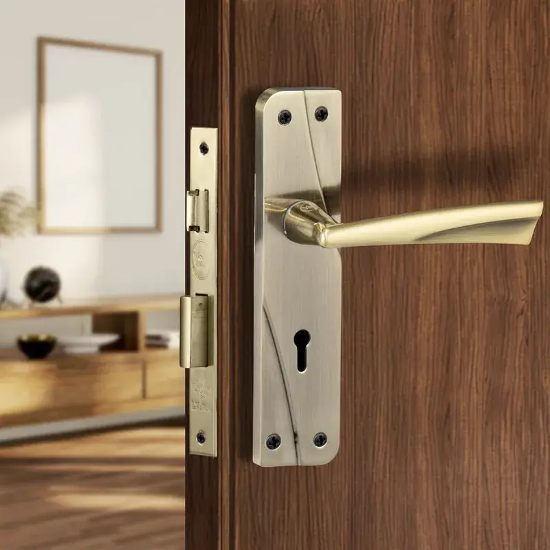YECM-432-6L-AB Key-in-Lever Handle set with key-in lever double strike lockbody Antique Brass — view 1