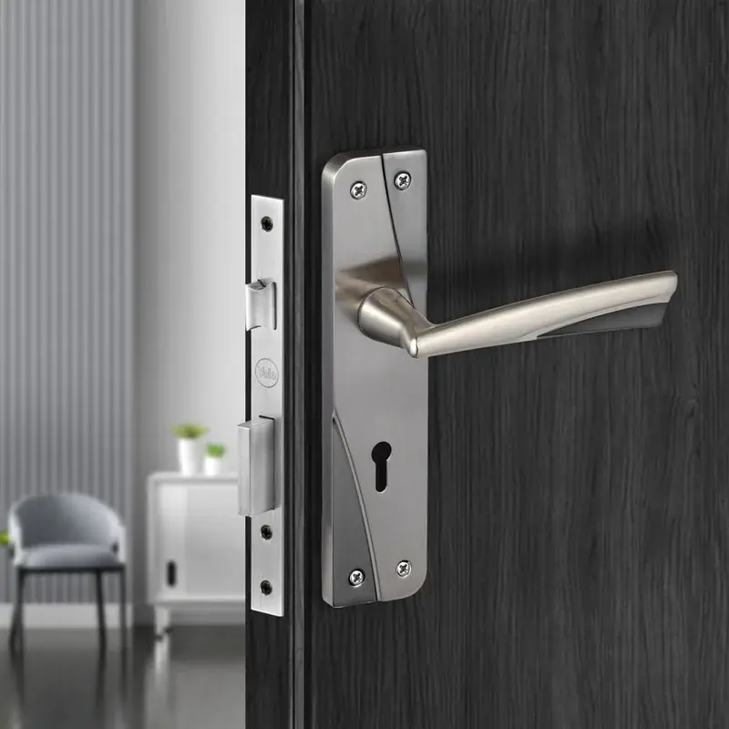 YECM-432-6L-SS Key-in-Lever Handle set with key-in lever double strike lockbody Satin Steel — view 1