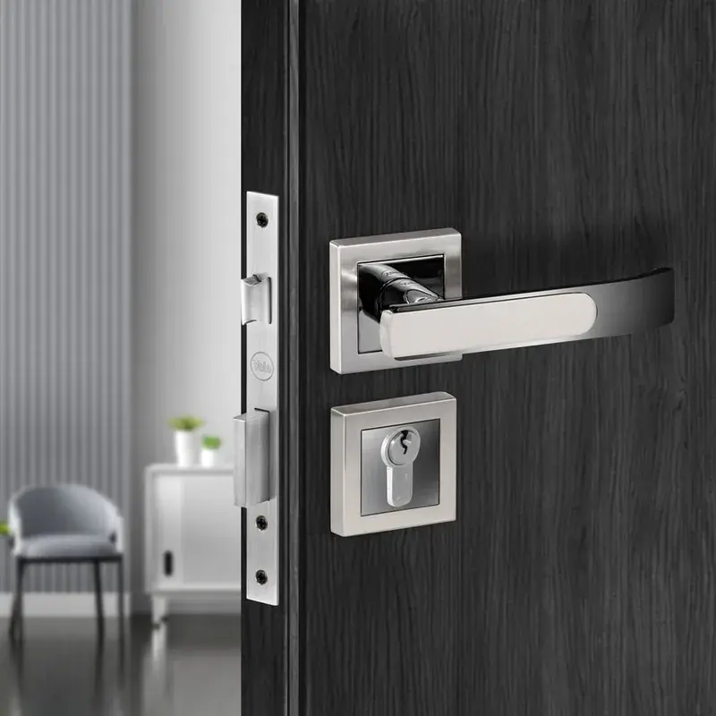 YECM-603-OR-TT-SS/CP Mortise Door Handle Lock Set with Rose and Escutcheons, Cylinder with K… — view 1